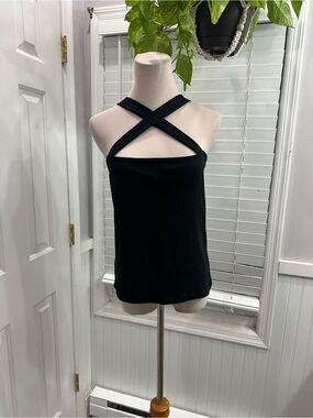 LOFT Black Crisscross Halter Tank Top